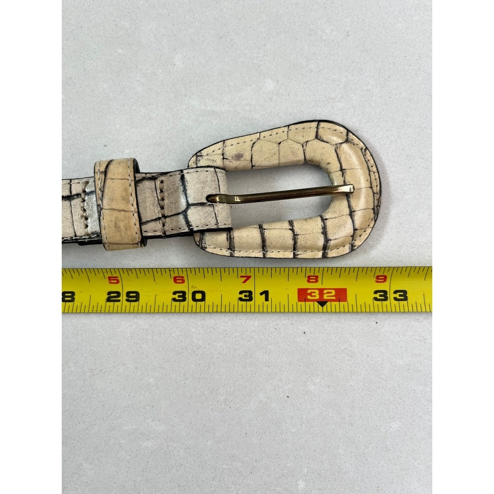 Karen Callan Belt M Croc Embossed Leather Covered Buckle Vintage Boho indie - Picture 6 of 8